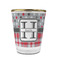 Red & Gray Dots and Plaid Glass Shot Glass - 1.5 oz - with Gold Rim - Set of 4 (Personalized)