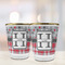 Red & Gray Dots and Plaid Glass Shot Glass - with gold rim - LIFESTYLE