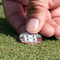 Red & Gray Dots and Plaid Golf Ball Marker - Hand