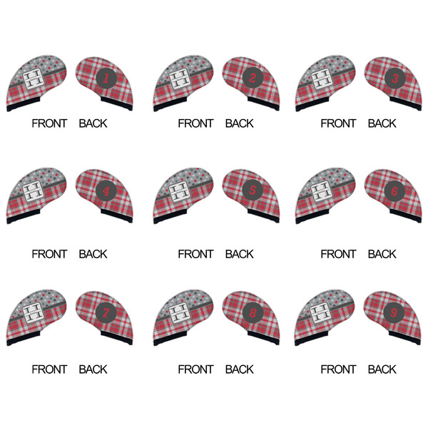 Red & Gray Dots and Plaid Golf Club Covers - APPROVAL (set of 9)