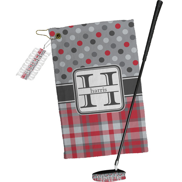 Red & Gray Dots and Plaid Golf Gift Kit (Full Print)