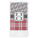 Red & Gray Dots and Plaid Guest Towels - Full Color (Personalized)