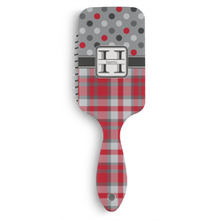Red & Gray Dots and Plaid Hair Brushes (Personalized)