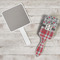 Red & Gray Dots and Plaid Hair Brush - In Context