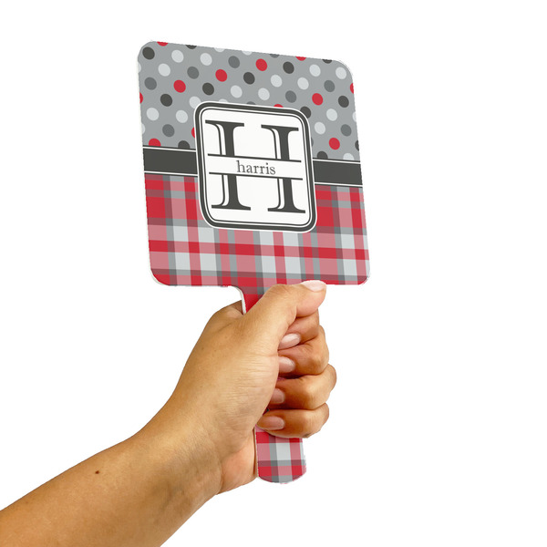 Red & Gray Dots and Plaid Hand Mirrors - Alt View