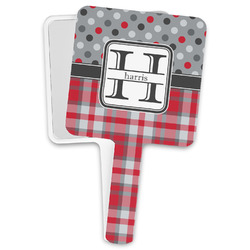 Red & Gray Dots and Plaid Hand Mirror (Personalized)