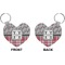 Red & Gray Dots and Plaid Heart Keychain (Front + Back)