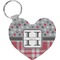 Red & Gray Dots and Plaid Heart Keychain (Personalized)