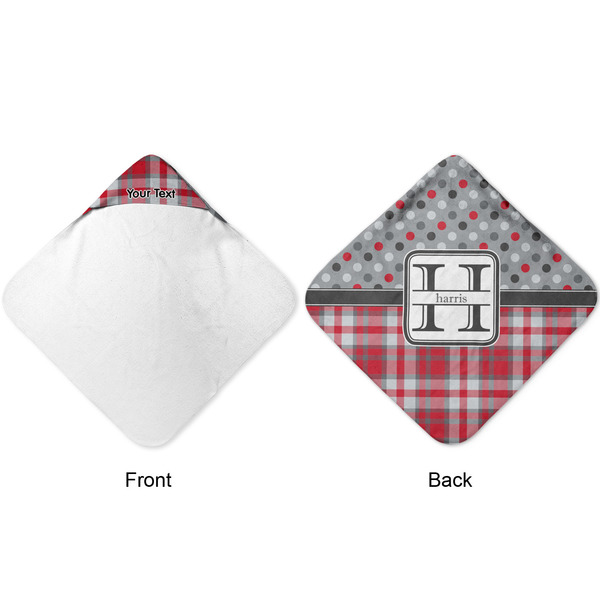 Red & Gray Dots and Plaid Hooded Baby Towel- Approval