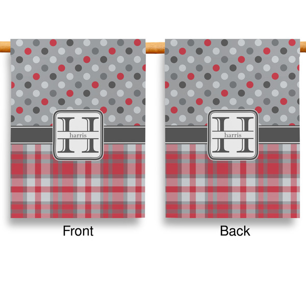 Red & Gray Dots and Plaid House Flags - Double Sided - APPROVAL