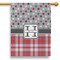 Red & Gray Dots and Plaid 28" House Flag (Personalized)