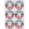 Red & Gray Dots and Plaid Icing Circle - Large - Set of 6
