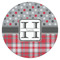 Red & Gray Dots and Plaid Icing Circle - Large - Single