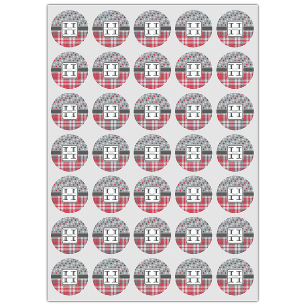 Red & Gray Dots and Plaid Icing Circle - XSmall - Set of 35