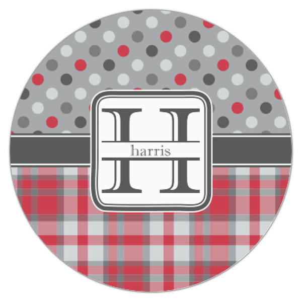 Red & Gray Dots and Plaid Icing Circle - XSmall - Single