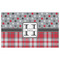 Red & Gray Dots and Plaid Indoor / Outdoor Rug - 3'x5' - Front Flat