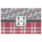 Red & Gray Dots and Plaid Indoor / Outdoor Rug - 5'x8' - Front Flat