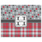 Red & Gray Dots and Plaid Indoor / Outdoor Rug - 8'x10' - Front Flat