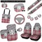 Red & Gray Dots and Plaid Interior Car Accessories