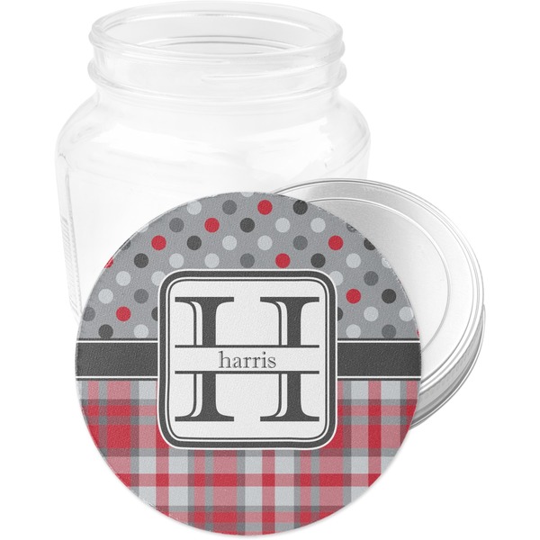 Red & Gray Dots and Plaid Jar Opener - Main