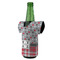Red & Gray Dots and Plaid Jersey Bottle Cooler - ANGLE (on bottle)