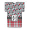 Red & Gray Dots and Plaid Jersey Bottle Cooler - BACK (flat)