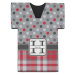 Red & Gray Dots and Plaid Jersey Bottle Cooler (Personalized)