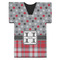 Red & Gray Dots and Plaid Jersey Bottle Cooler - FRONT (flat)