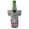 Red & Gray Dots and Plaid Jersey Bottle Cooler - FRONT (on bottle)