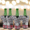 Red & Gray Dots and Plaid Jersey Bottle Cooler - Set of 4 - LIFESTYLE