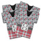 Red & Gray Dots and Plaid Jersey Bottle Cooler - Set of 4 - MAIN (flat)