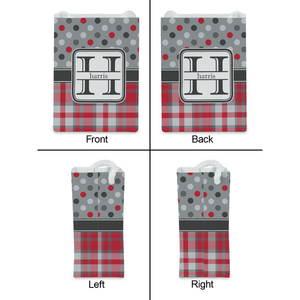 Red & Gray Dots and Plaid Jewelry Gift Bag - Gloss - Approval