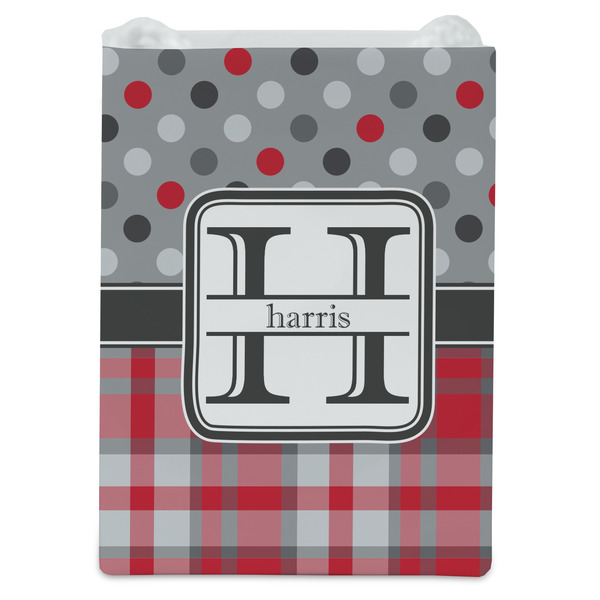 Red & Gray Dots and Plaid Jewelry Gift Bag - Gloss - Front