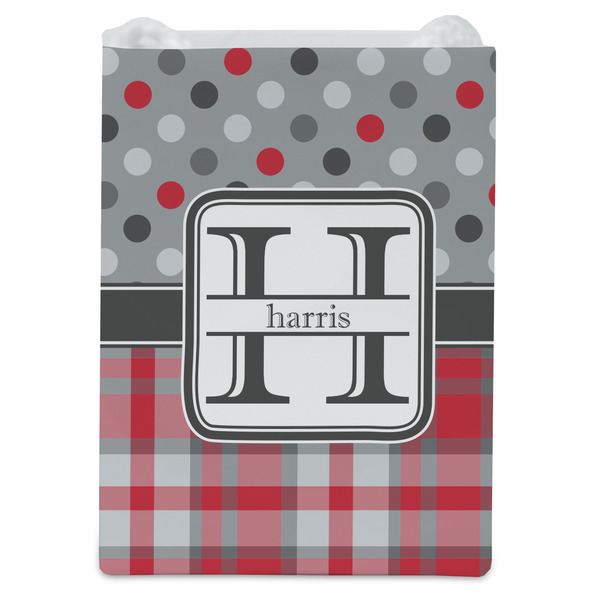 Red & Gray Dots and Plaid Jewelry Gift Bag - Matte - Front
