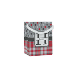 Red & Gray Dots and Plaid Jewelry Gift Bags - Matte (Personalized)
