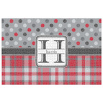 Red & Gray Dots and Plaid Jigsaw Puzzle - 1000-piece (Personalized)