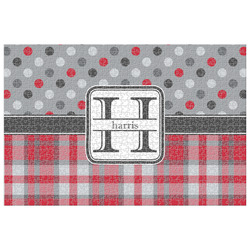 Red & Gray Dots and Plaid 1014 pc Jigsaw Puzzle (Personalized)
