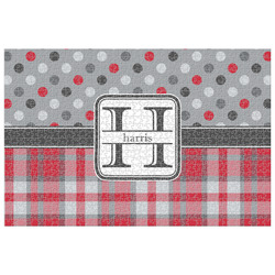 Red & Gray Dots and Plaid Jigsaw Puzzle - 1000-piece (Personalized)