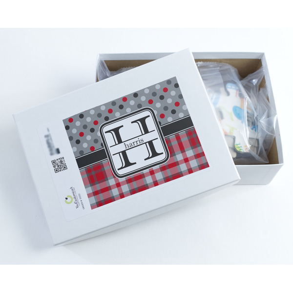 Red & Gray Dots and Plaid Jigsaw Puzzle 30 Piece - Box