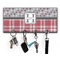 Red & Gray Dots and Plaid Key Hanger w/ 4 Hooks & Keys