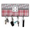 Red & Gray Dots and Plaid Key Hanger w/ 4 Hooks w/ Name and Initial