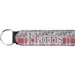 Red & Gray Dots and Plaid Neoprene Keychain Fob (Personalized)
