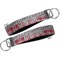 Red & Gray Dots and Plaid Key-chain - Metal and Nylon - Front and Back
