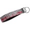 Red & Gray Dots and Plaid Webbing Keychain FOB with Metal
