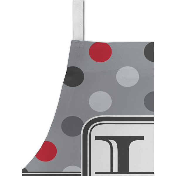 Red & Gray Dots and Plaid Kid's Aprons - Detail
