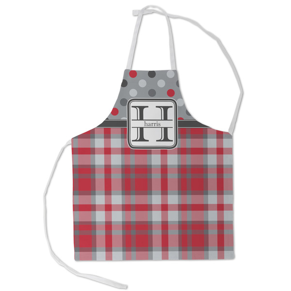 Custom Red & Gray Dots and Plaid Kid's Apron - Small (Personalized)
