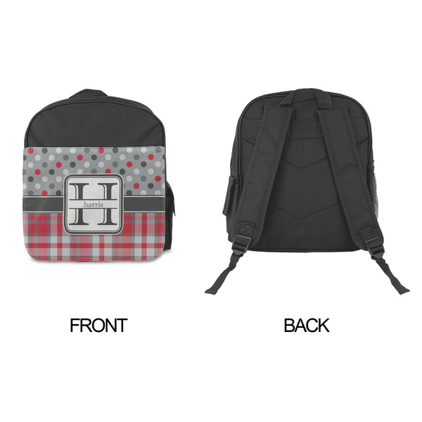 Red & Gray Dots and Plaid Kid's Backpack - Approval