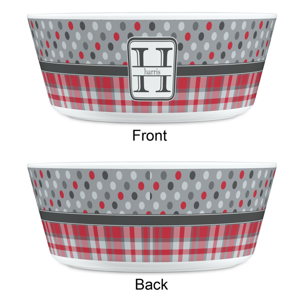 Red & Gray Dots and Plaid Kids Bowls - APPROVAL