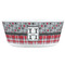 Red & Gray Dots and Plaid Kids Bowls - FRONT