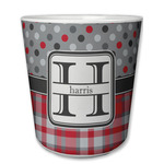 Red & Gray Dots and Plaid Plastic Tumbler 6oz (Personalized)
